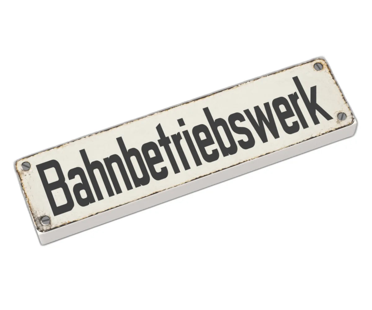 Bedruckte LEGO® Fliese 1x4 - Altes Schild 11 'Bahnbetriebswerk'