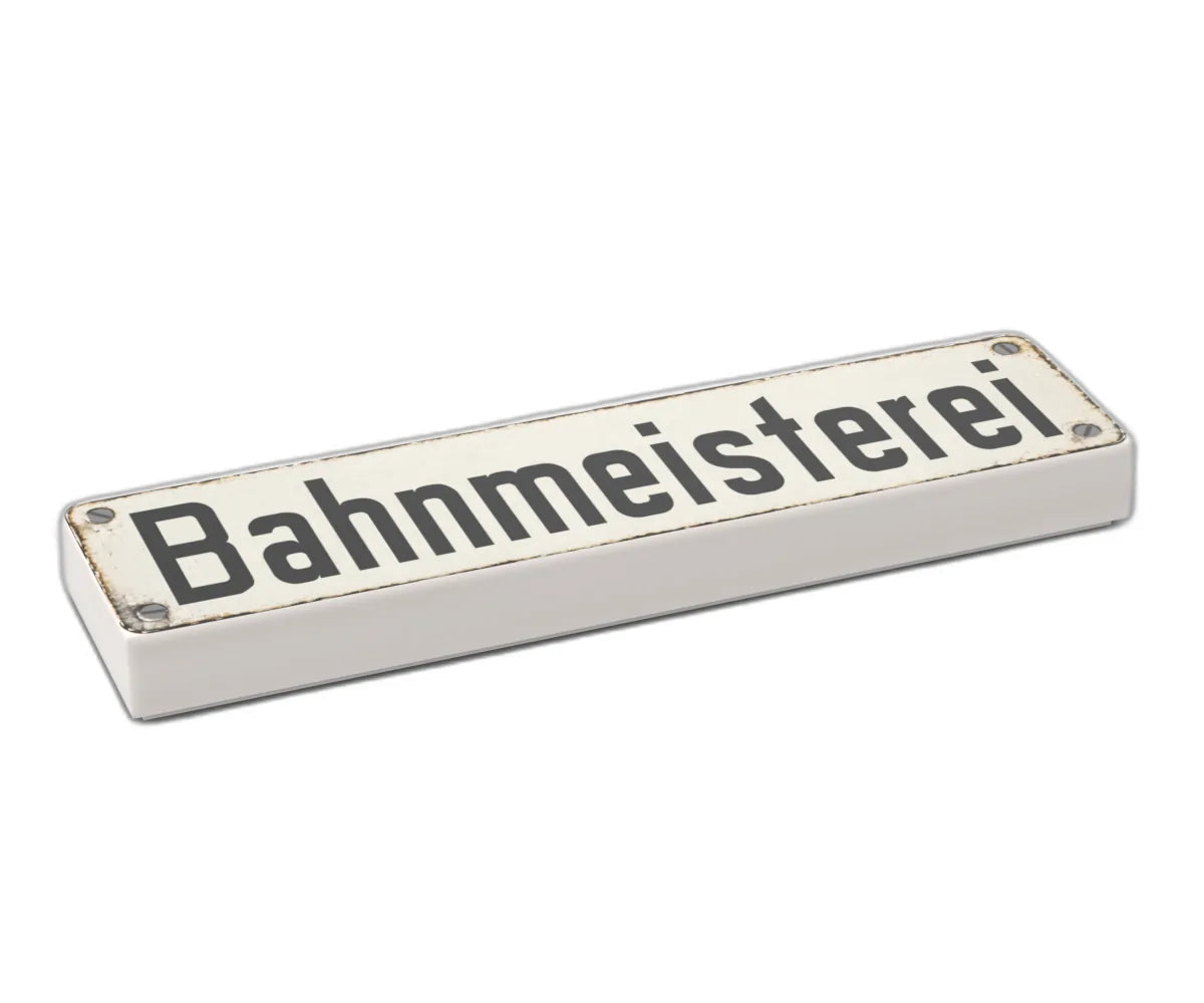 Bedruckte LEGO® Fliese 1x4 - Altes Schild 13 'Bahnmeisterei'