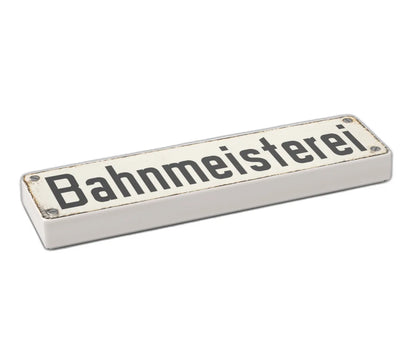 Bedruckte LEGO® Fliese 1x4 - Altes Schild 13 'Bahnmeisterei'