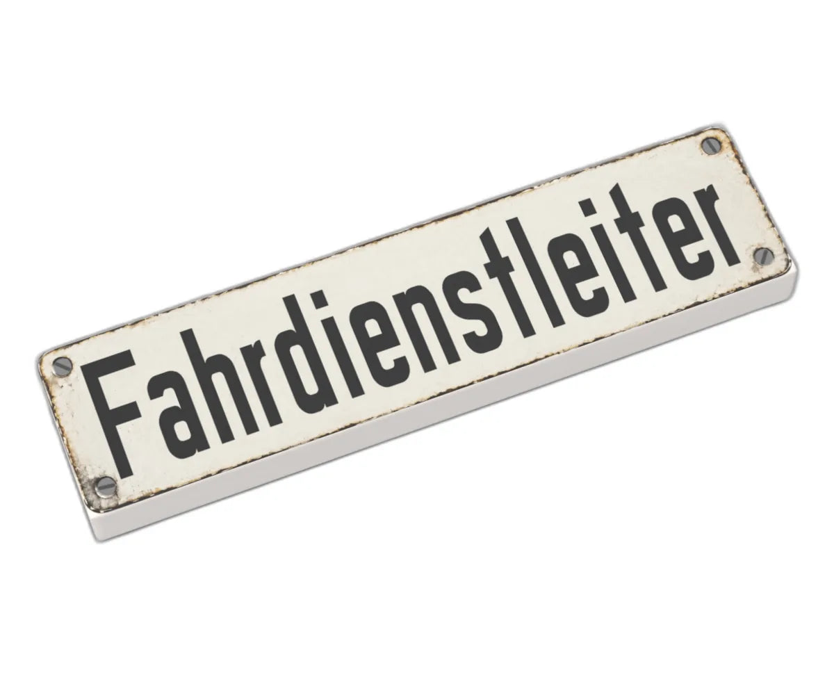 Bedruckte LEGO® Fliese 1x4 - Altes Schild 15 'Fahrdienstleiter'