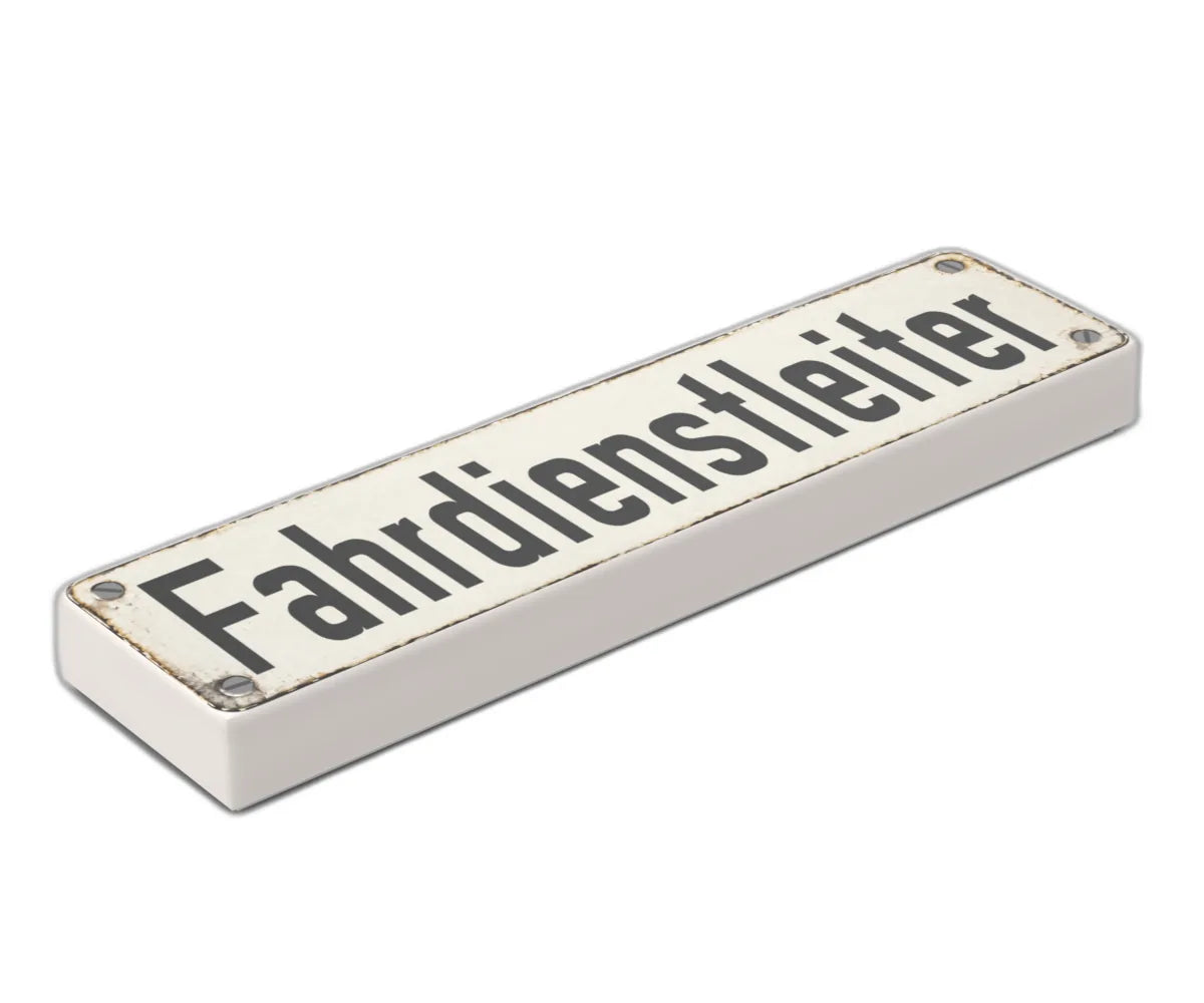 Bedruckte LEGO® Fliese 1x4 - Altes Schild 15 'Fahrdienstleiter'
