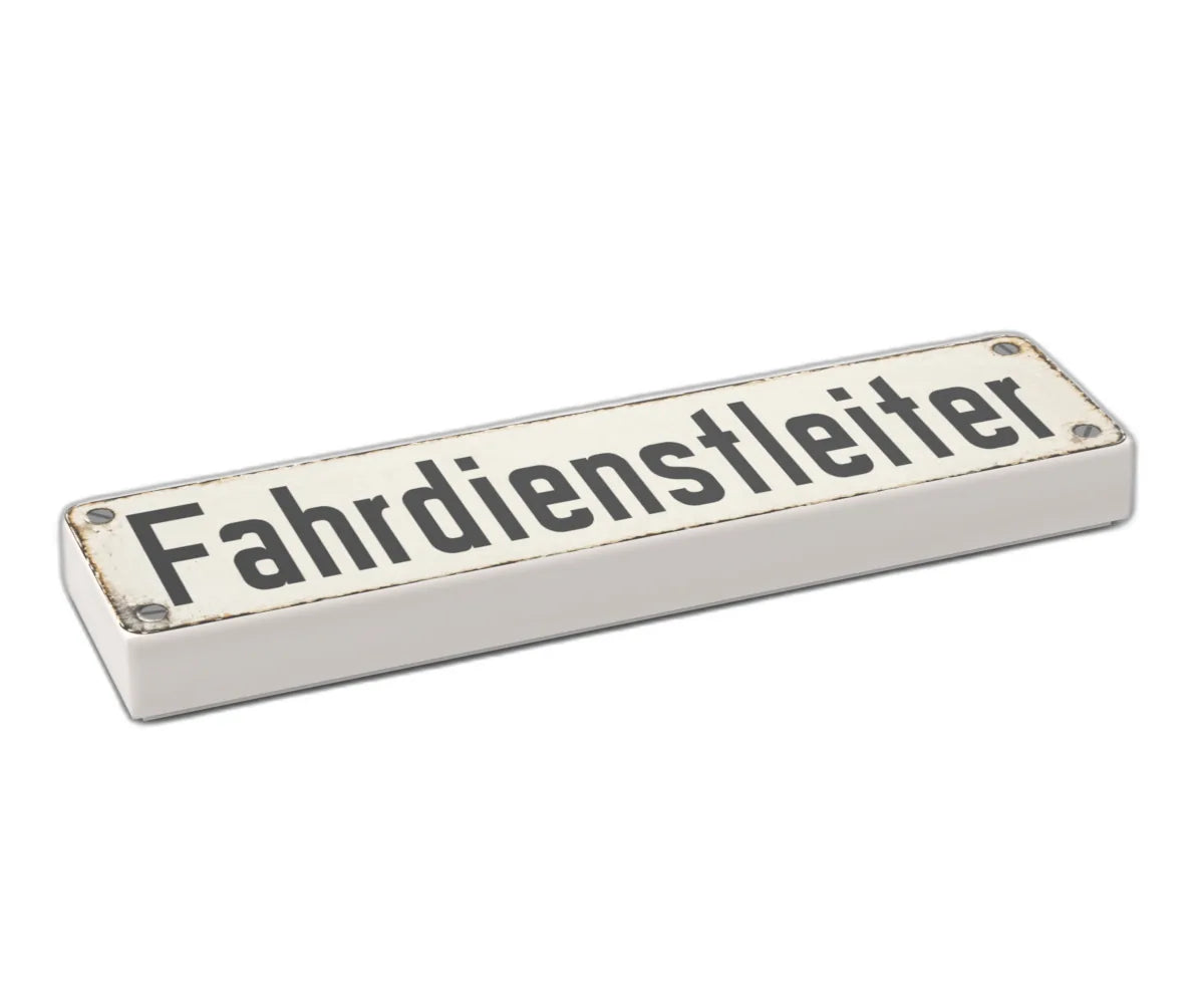 Bedruckte LEGO® Fliese 1x4 - Altes Schild 15 'Fahrdienstleiter'