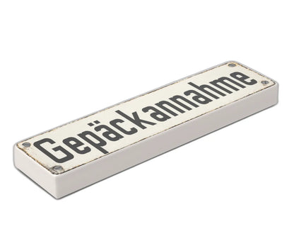 Bedruckte LEGO® Fliese 1x4 - Altes Schild 17 'Gepäckannahme'