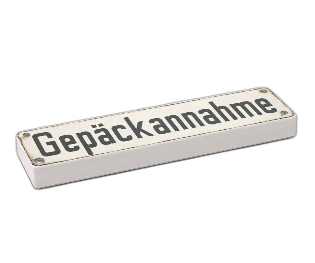 Bedruckte LEGO® Fliese 1x4 - Altes Schild 17 'Gepäckannahme'