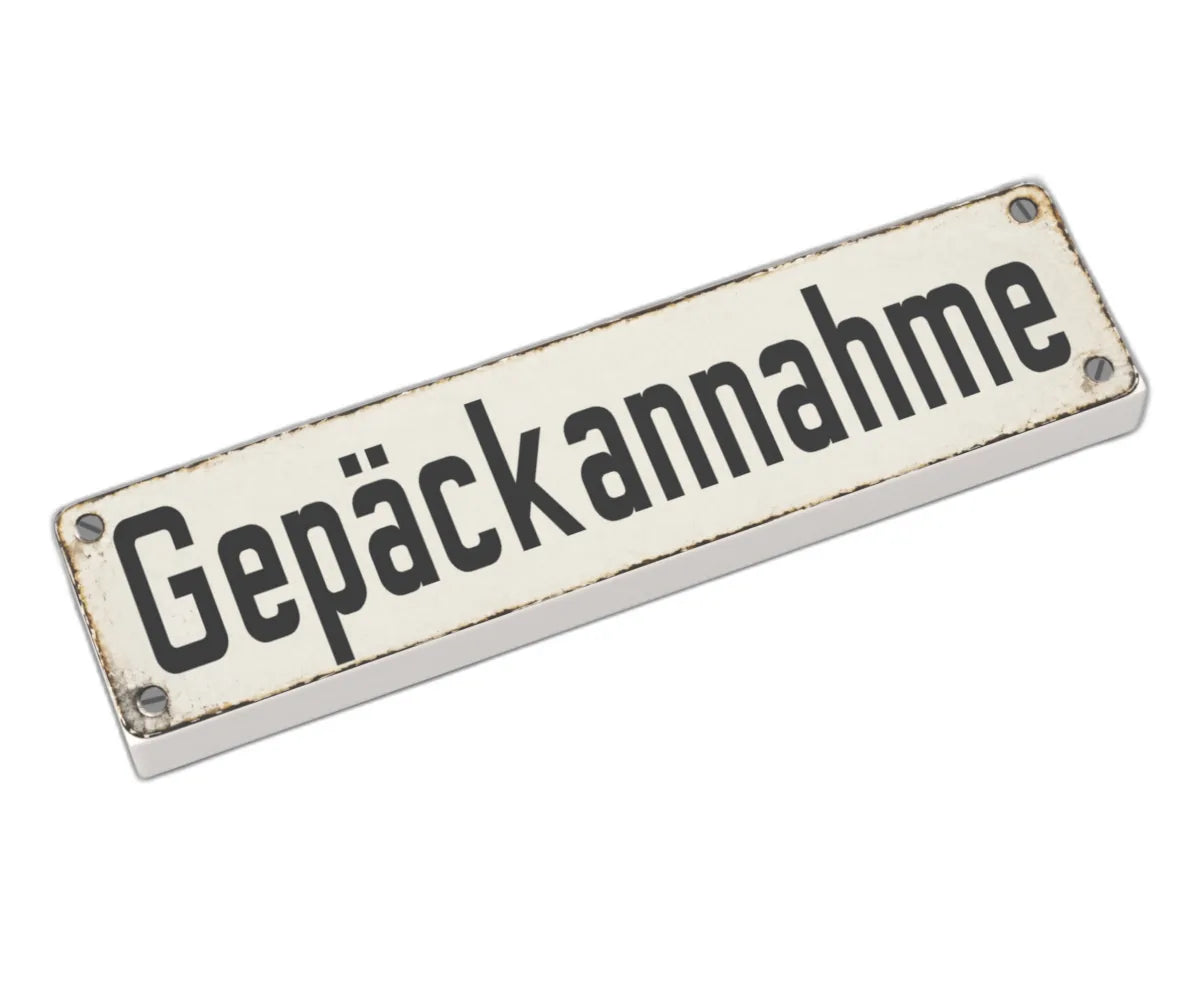 Bedruckte LEGO® Fliese 1x4 - Altes Schild 17 'Gepäckannahme'