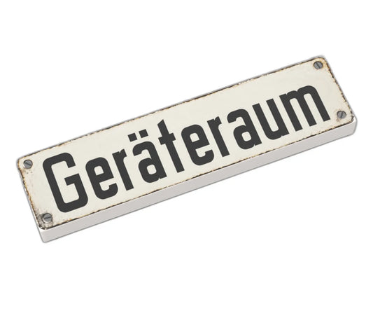 Bedruckte LEGO® Fliese 1x4 - Altes Schild 18 'Geräteraum'