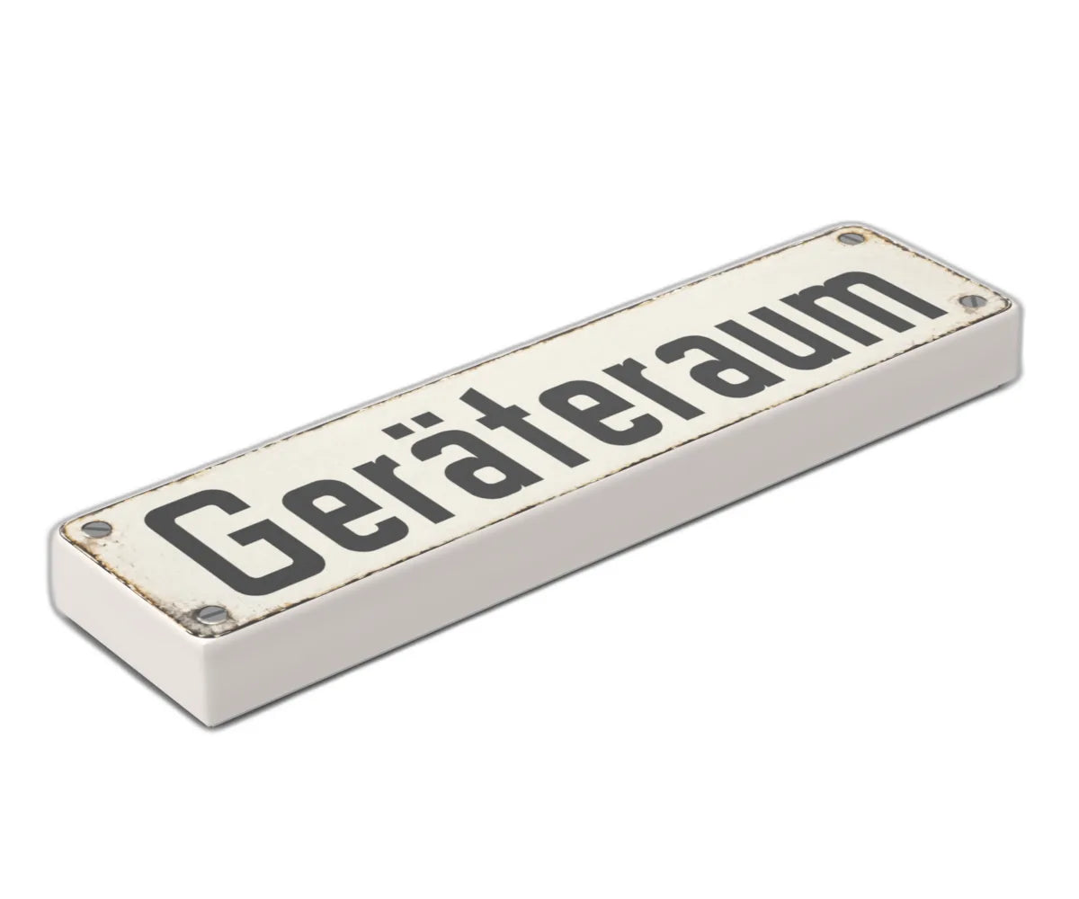 Bedruckte LEGO® Fliese 1x4 - Altes Schild 18 'Geräteraum'