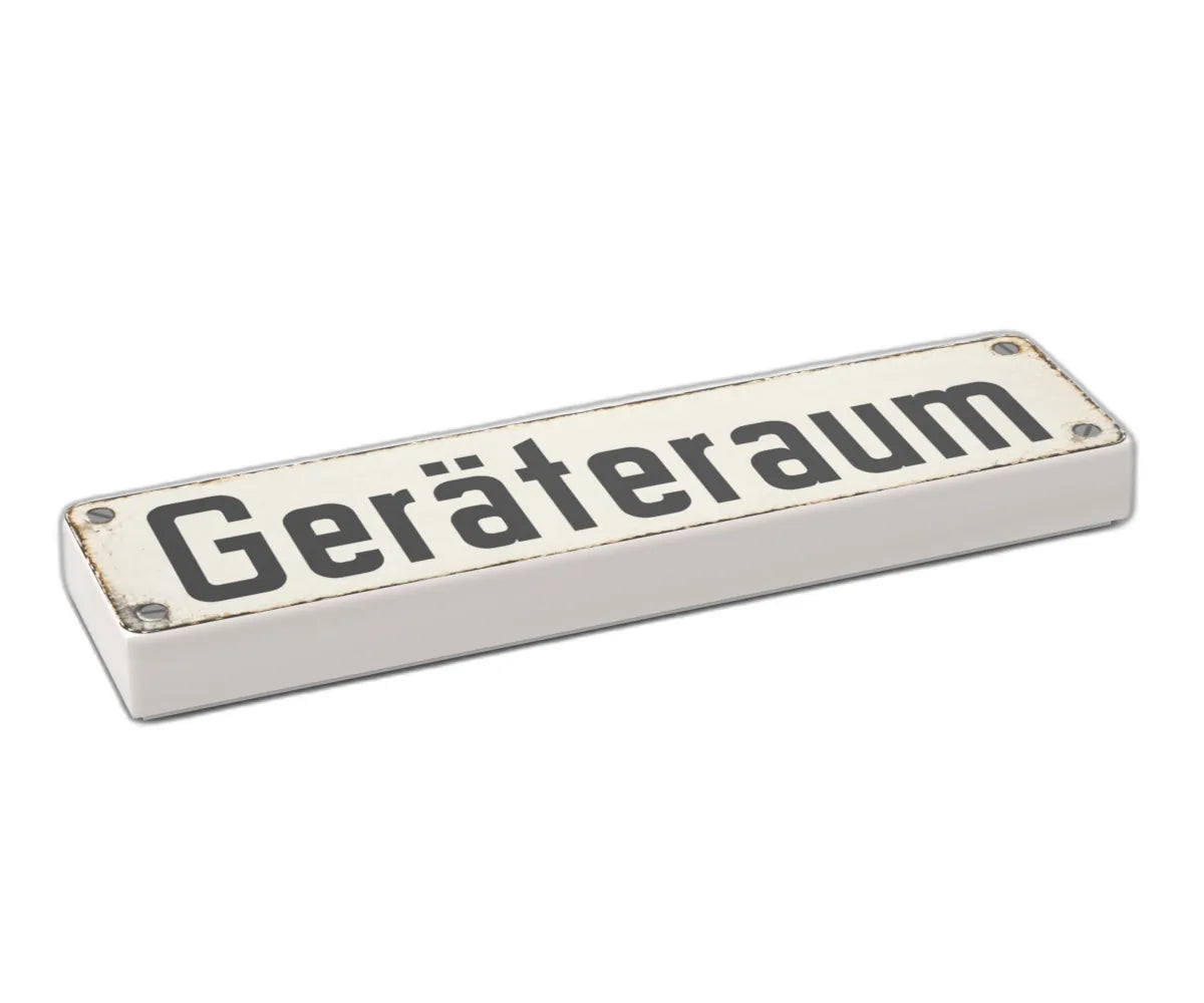 Bedruckte LEGO® Fliese 1x4 - Altes Schild 18 'Geräteraum'