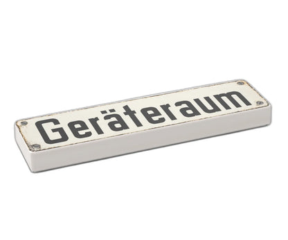 Bedruckte LEGO® Fliese 1x4 - Altes Schild 18 'Geräteraum'