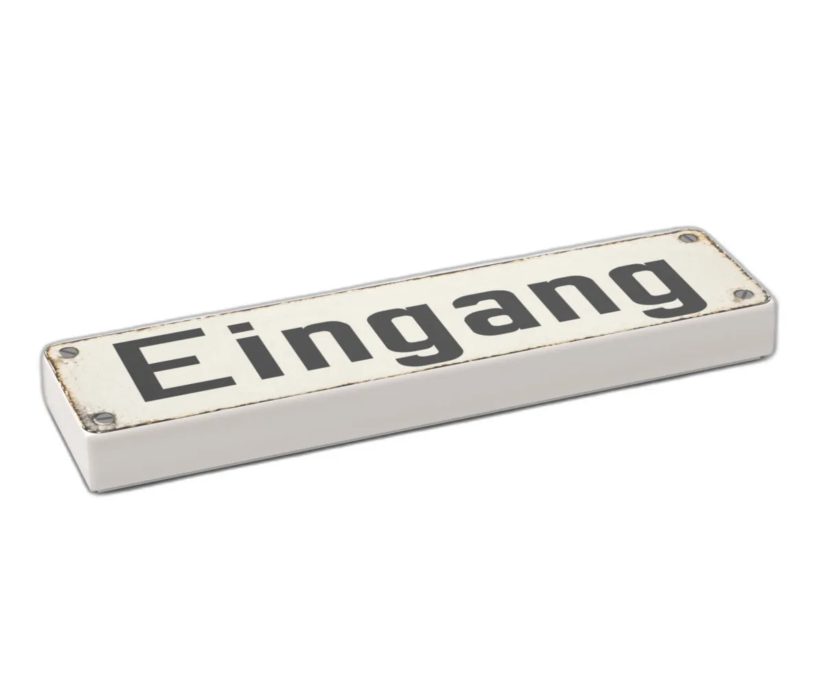 Bedruckte LEGO® Fliese 1x4 - Altes Schild 19 'Eingang'