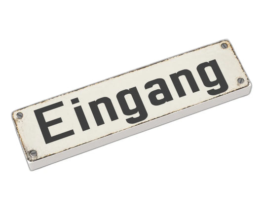 Bedruckte LEGO® Fliese 1x4 - Altes Schild 19 'Eingang'