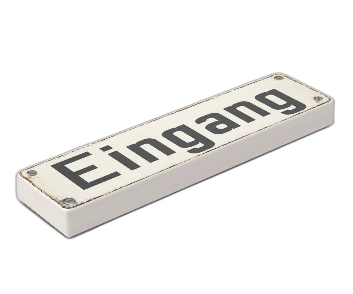 Bedruckte LEGO® Fliese 1x4 - Altes Schild 19 'Eingang'