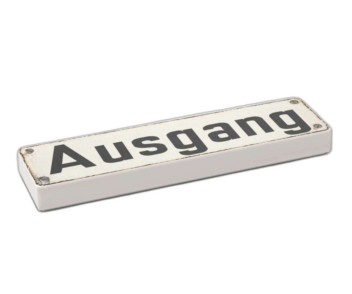 Bedruckte LEGO® Fliese 1x4 - Altes Schild 20 'Ausgang'