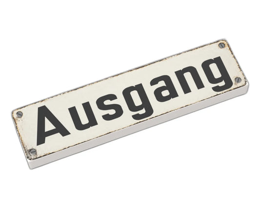 Bedruckte LEGO® Fliese 1x4 - Altes Schild 20 'Ausgang'