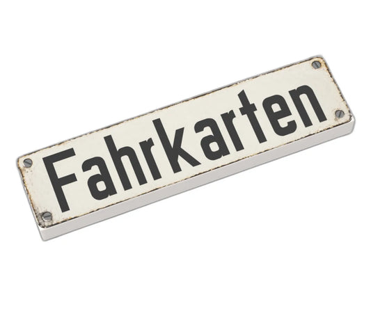 Bedruckte LEGO® Fliese 1x4 - Altes Schild 21 'Fahrkarten'