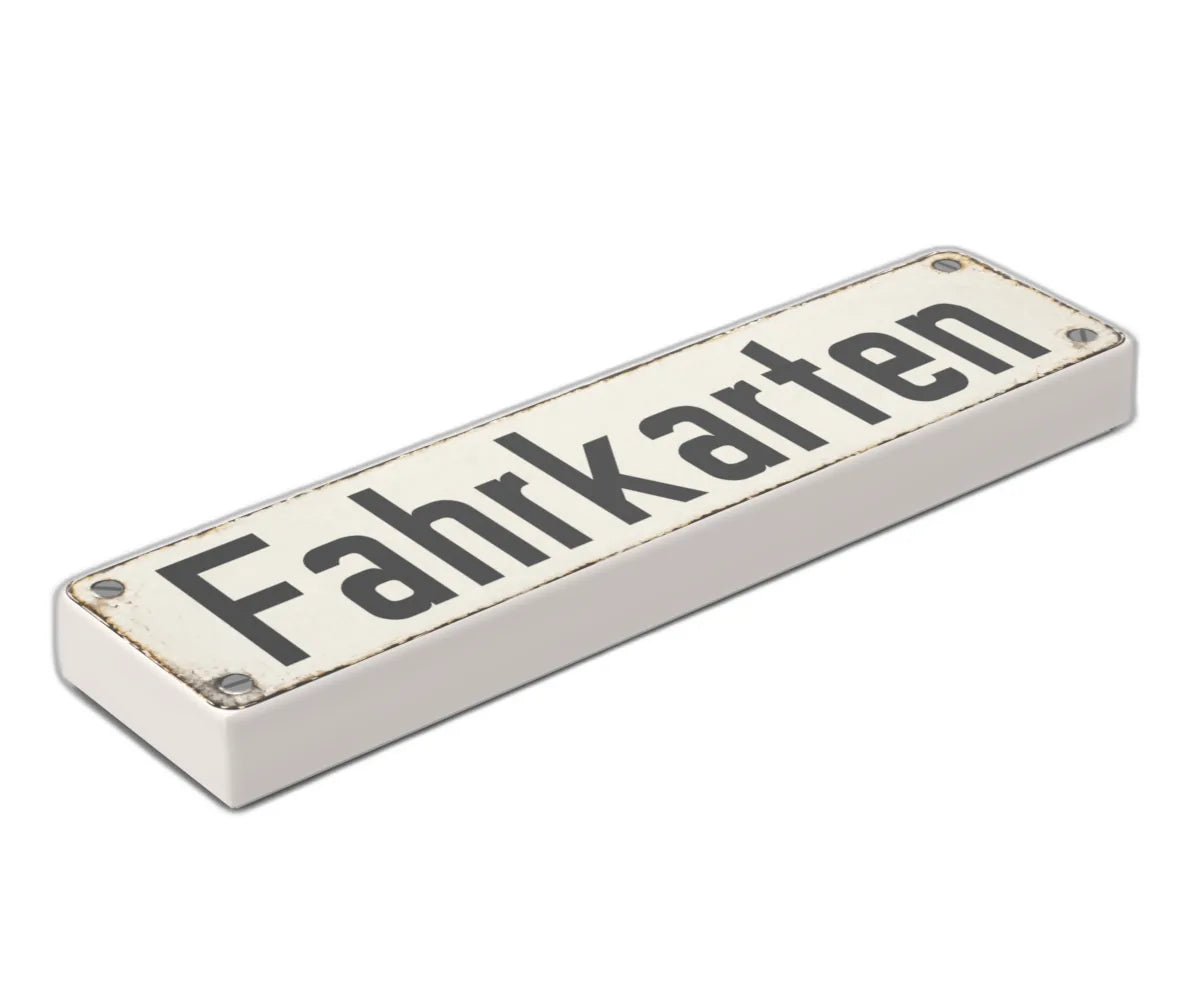 Bedruckte LEGO® Fliese 1x4 - Altes Schild 21 'Fahrkarten'