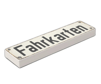 Bedruckte LEGO® Fliese 1x4 - Altes Schild 21 'Fahrkarten'