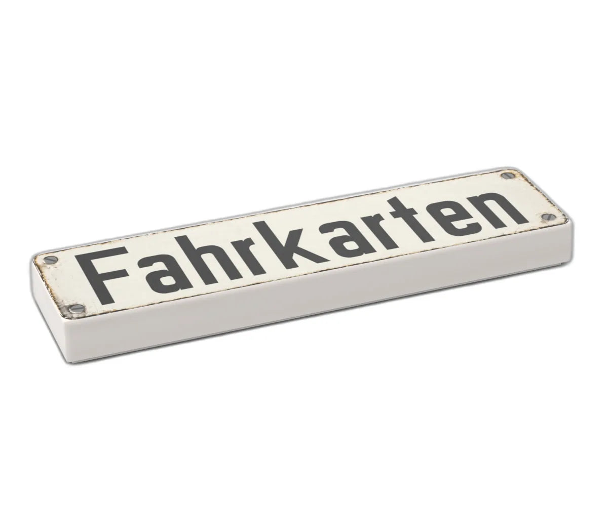 Bedruckte LEGO® Fliese 1x4 - Altes Schild 21 'Fahrkarten'