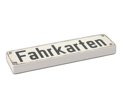 Bedruckte LEGO® Fliese 1x4 - Altes Schild 21 'Fahrkarten'