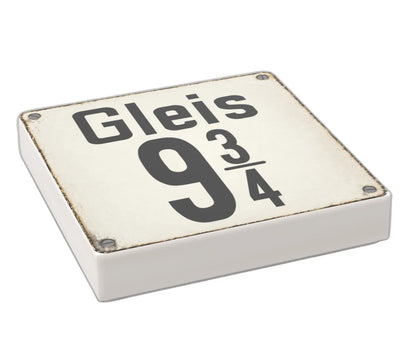 Bedruckte LEGO® Fliese 2x2 - Altes Schild 28 'Gleis 9 3/4'