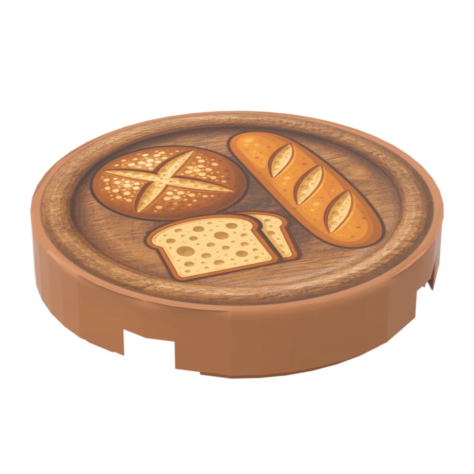 Bedruckte LEGO® Fliese 2x2 - Holzteller 8 mit Brot