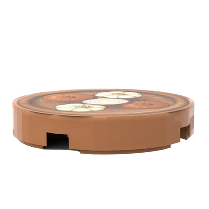 Bedruckte LEGO® Fliese 2x2 - Holzteller 6 mit Knoblauch und Zwiebeln