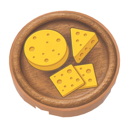Bedruckte LEGO® Fliese 2x2 - Holzteller 11 mit Käse