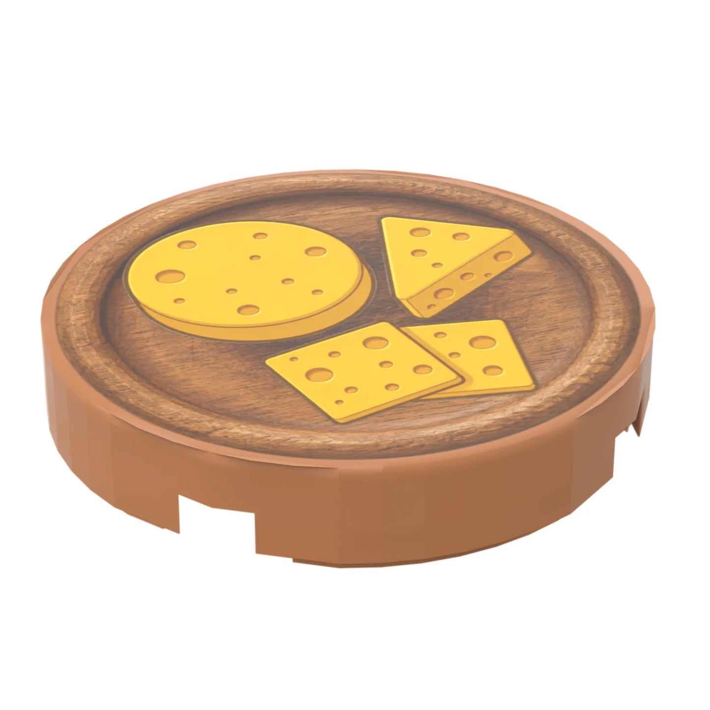 Bedruckte LEGO® Fliese 2x2 - Holzteller 11 mit Käse