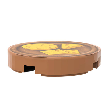 Bedruckte LEGO® Fliese 2x2 - Holzteller 11 mit Käse