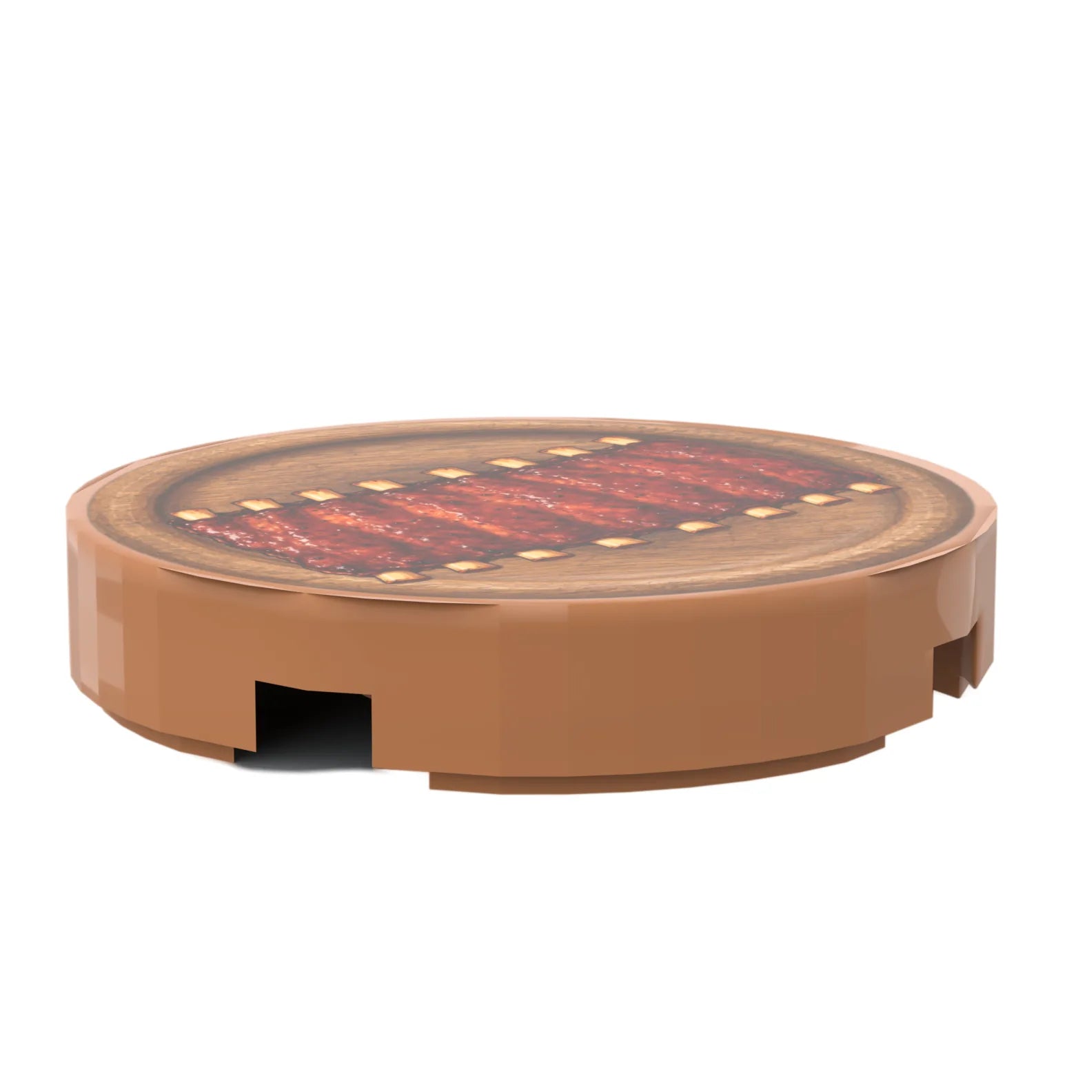 Bedruckte LEGO® Fliese 2x2 - Holzteller 4 mit Rippchen