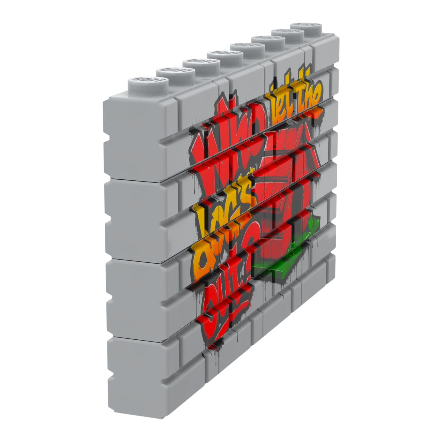 Bedrucktes LEGO® Mauer Graffity Set - Who let the dog's out? LEGO City MOC 
