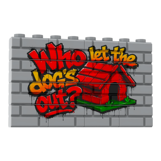 Bedrucktes LEGO® Mauer Graffity Set - Who let the dog's out? LEGO City MOC 