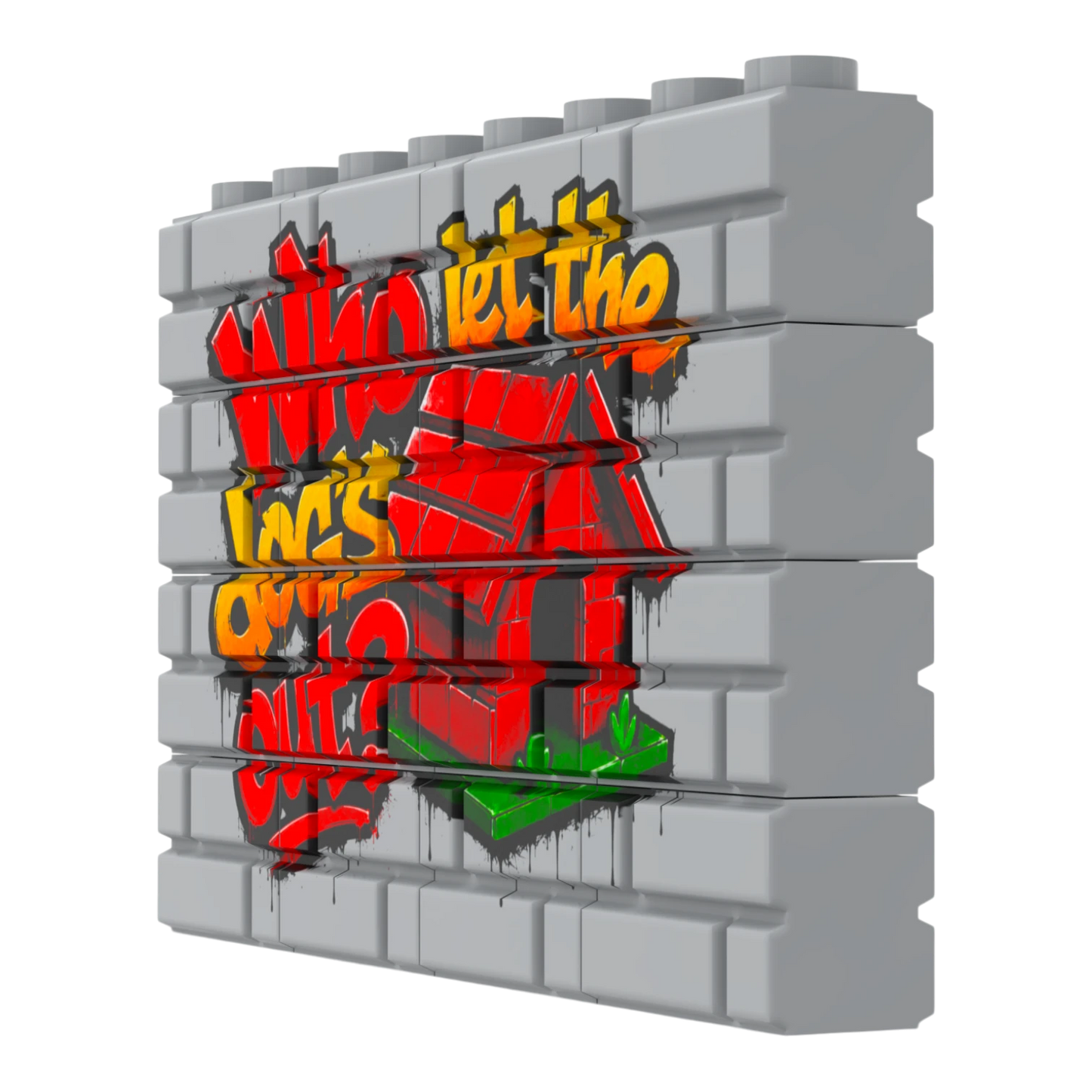 Bedrucktes LEGO® Mauer Graffity Set - Who let the dog's out? LEGO City MOC 