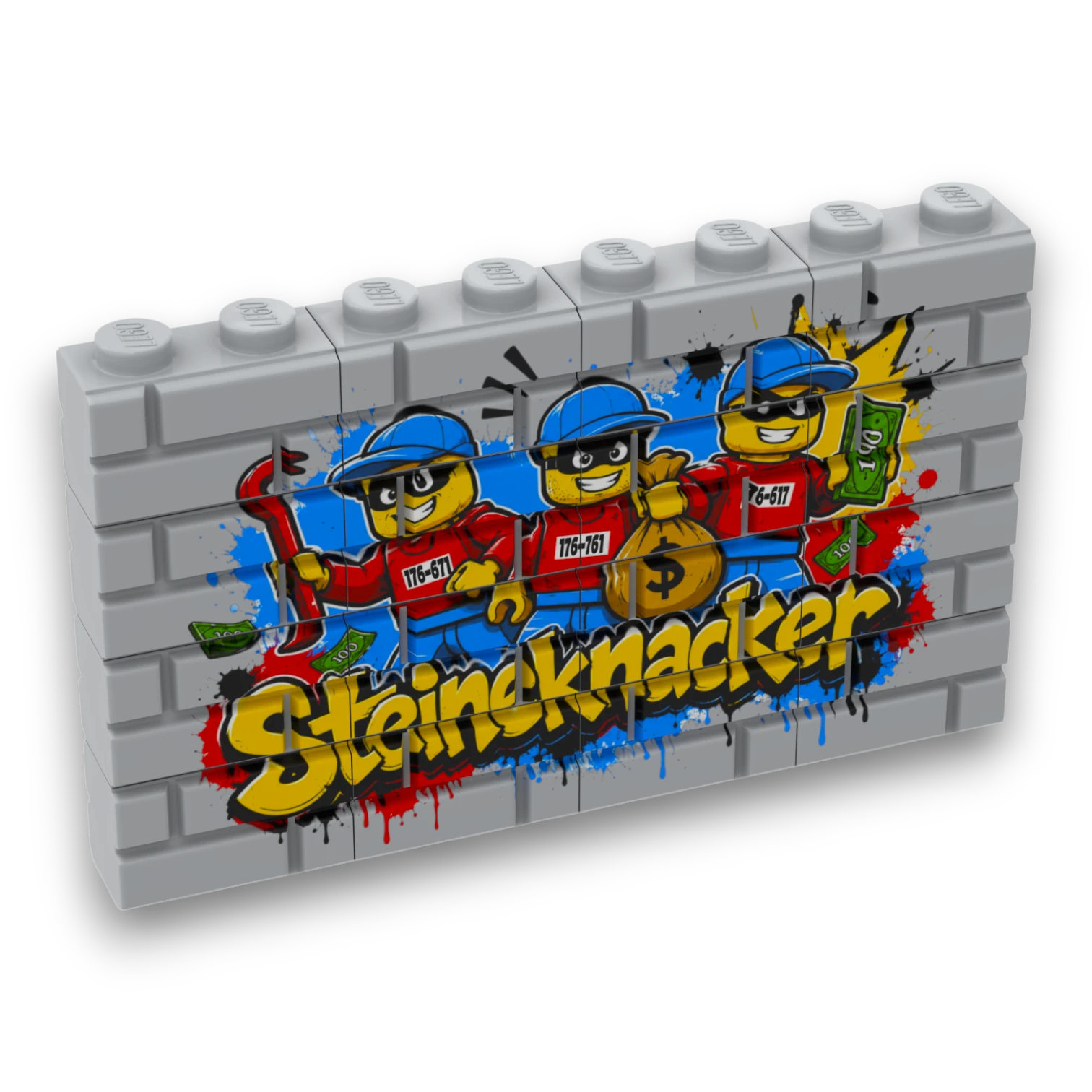 Bedrucktes LEGO® Mauer-Set - 'Steineknacker' Graffiti
