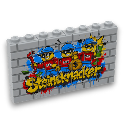 Bedrucktes LEGO® Mauer-Set - 'Steineknacker' Graffiti