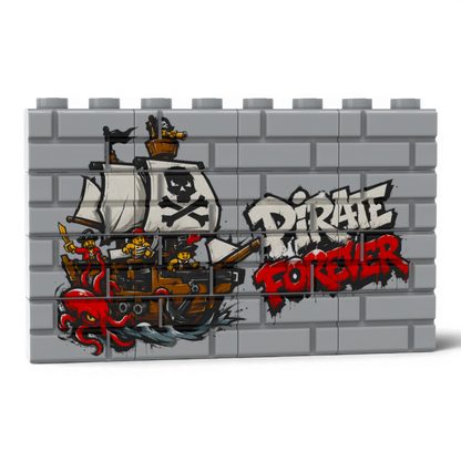 Bedrucktes LEGO® Mauer-Set - 'Pirate Forever' Graffiti