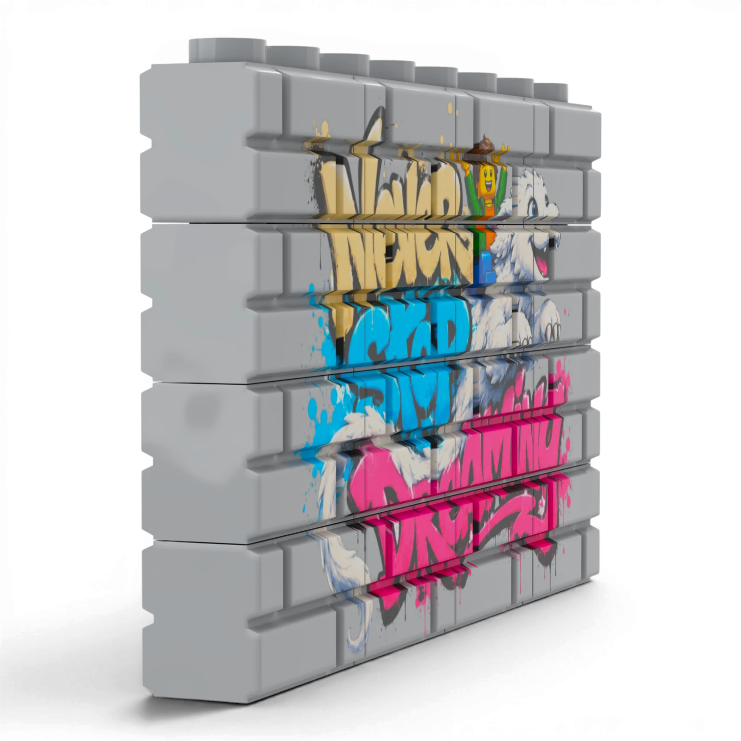 Bedrucktes LEGO® Mauer-Set - 'Never Stop Dreaming' Graffiti