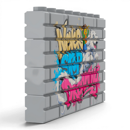 Bedrucktes LEGO® Mauer-Set - 'Never Stop Dreaming' Graffiti
