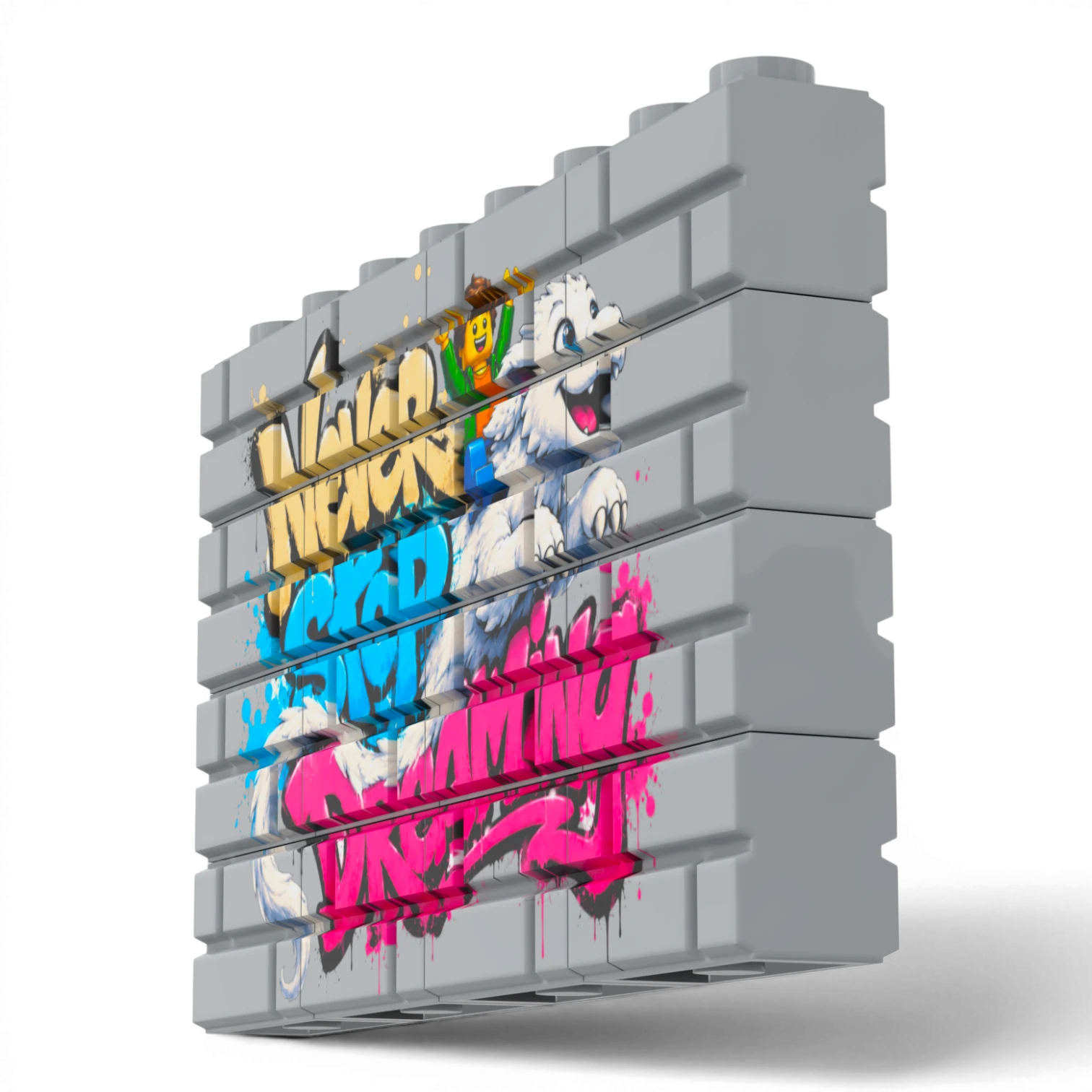 Bedrucktes LEGO® Mauer-Set - 'Never Stop Dreaming' Graffiti
