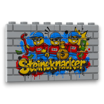 Bedrucktes LEGO® Mauer-Set - 'Steineknacker' Graffiti