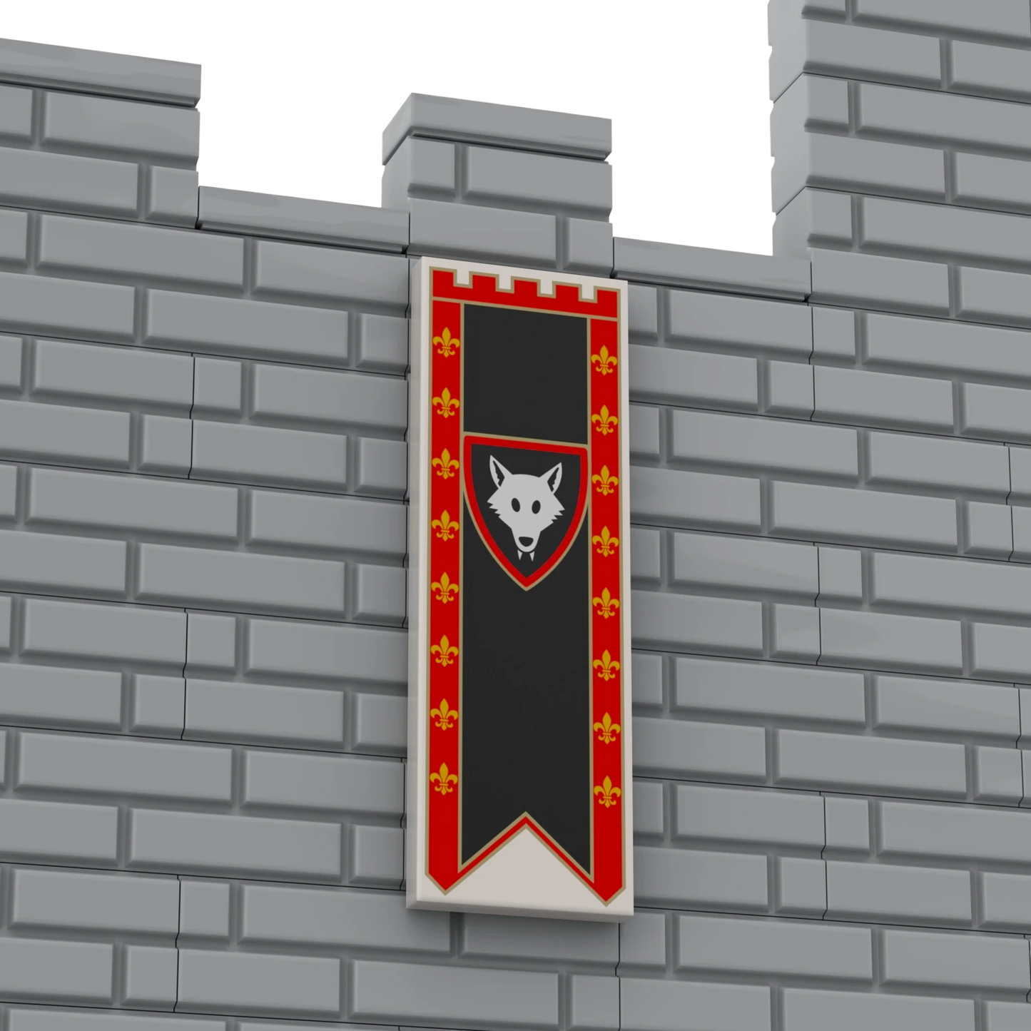Bedruckte LEGO® Fliese 2x6 - Großes Banner 7 'Wolfsritter / Wolfpack'