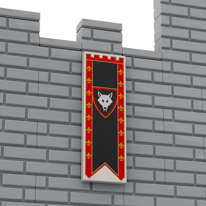 Bedruckte LEGO® Fliese 2x6 - Großes Banner 7 'Wolfsritter / Wolfpack'