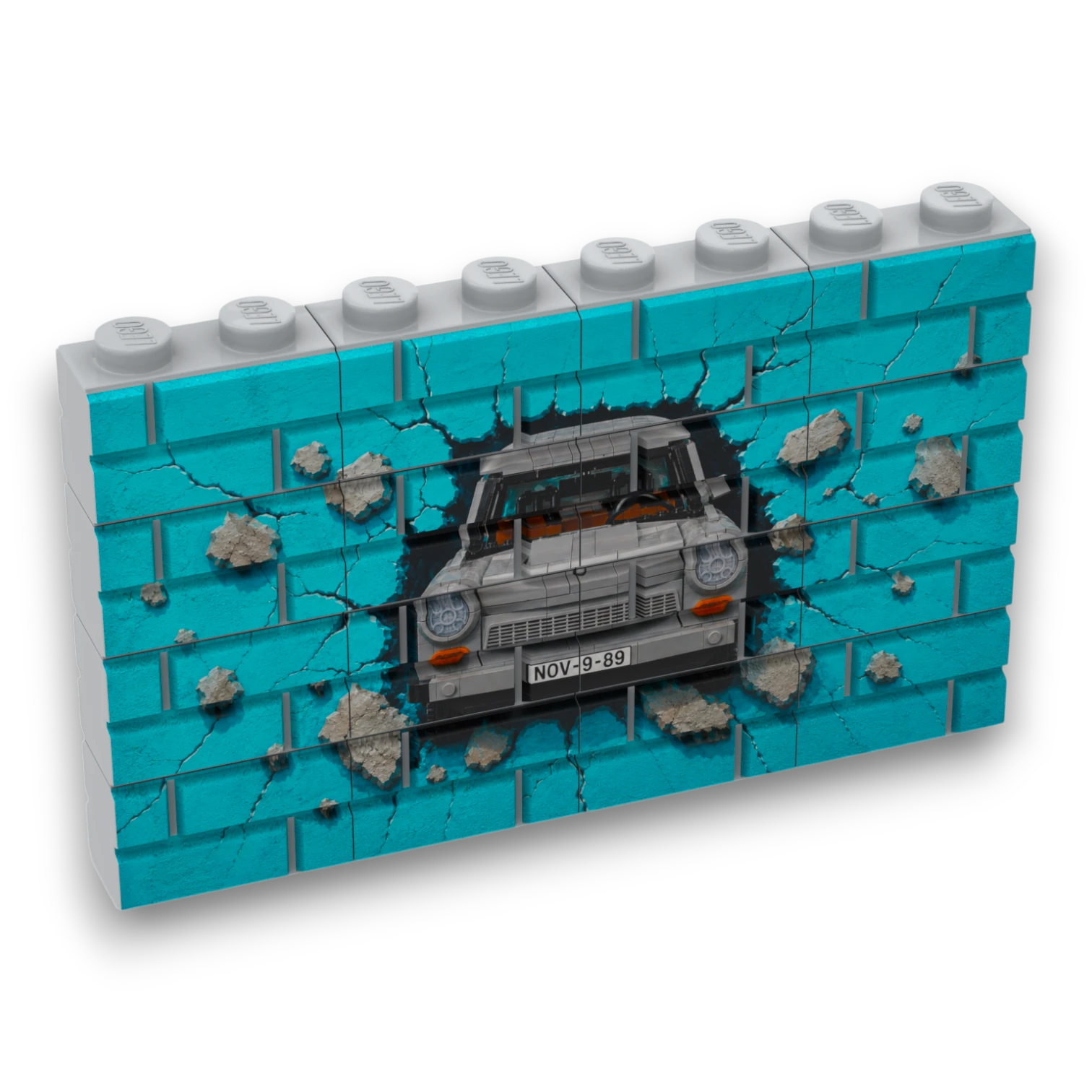 Bedrucktes LEGO® Mauer-Set - 'Berliner Mauer Trabi' Graffiti