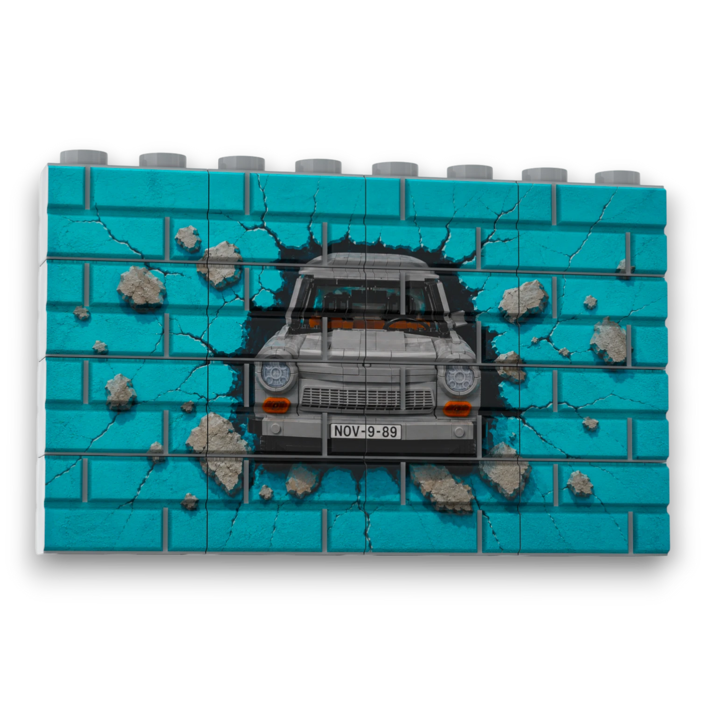 Bedrucktes LEGO® Mauer-Set - 'Berliner Mauer Trabi' Graffiti