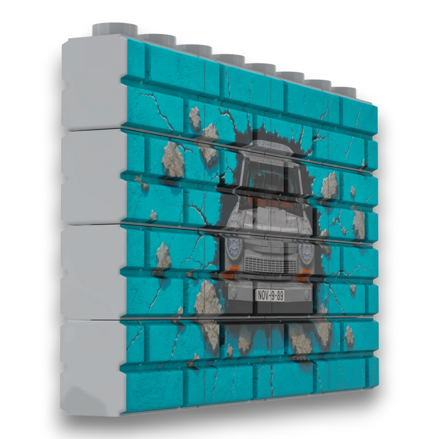 Bedrucktes LEGO® Mauer-Set - 'Berliner Mauer Trabi' Graffiti