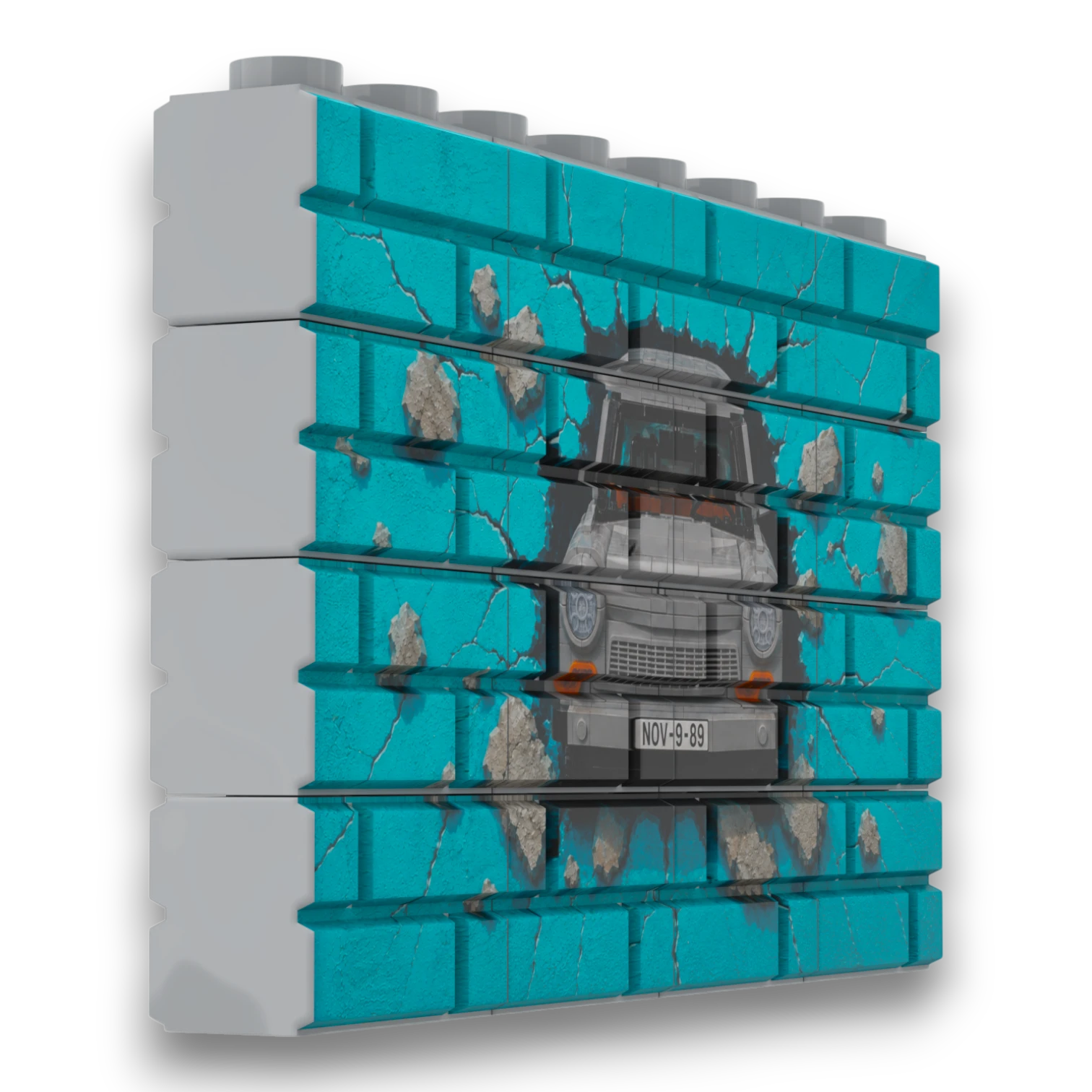 Bedrucktes LEGO® Mauer-Set - 'Berliner Mauer Trabi' Graffiti