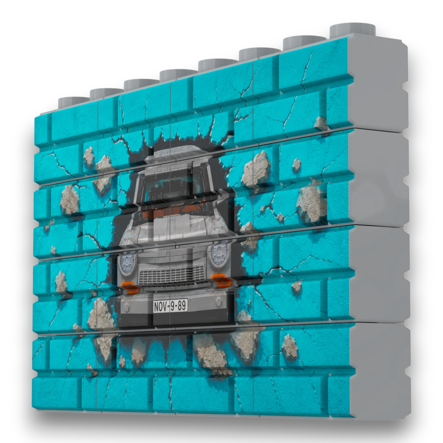 Bedrucktes LEGO® Mauer-Set - 'Berliner Mauer Trabi' Graffiti