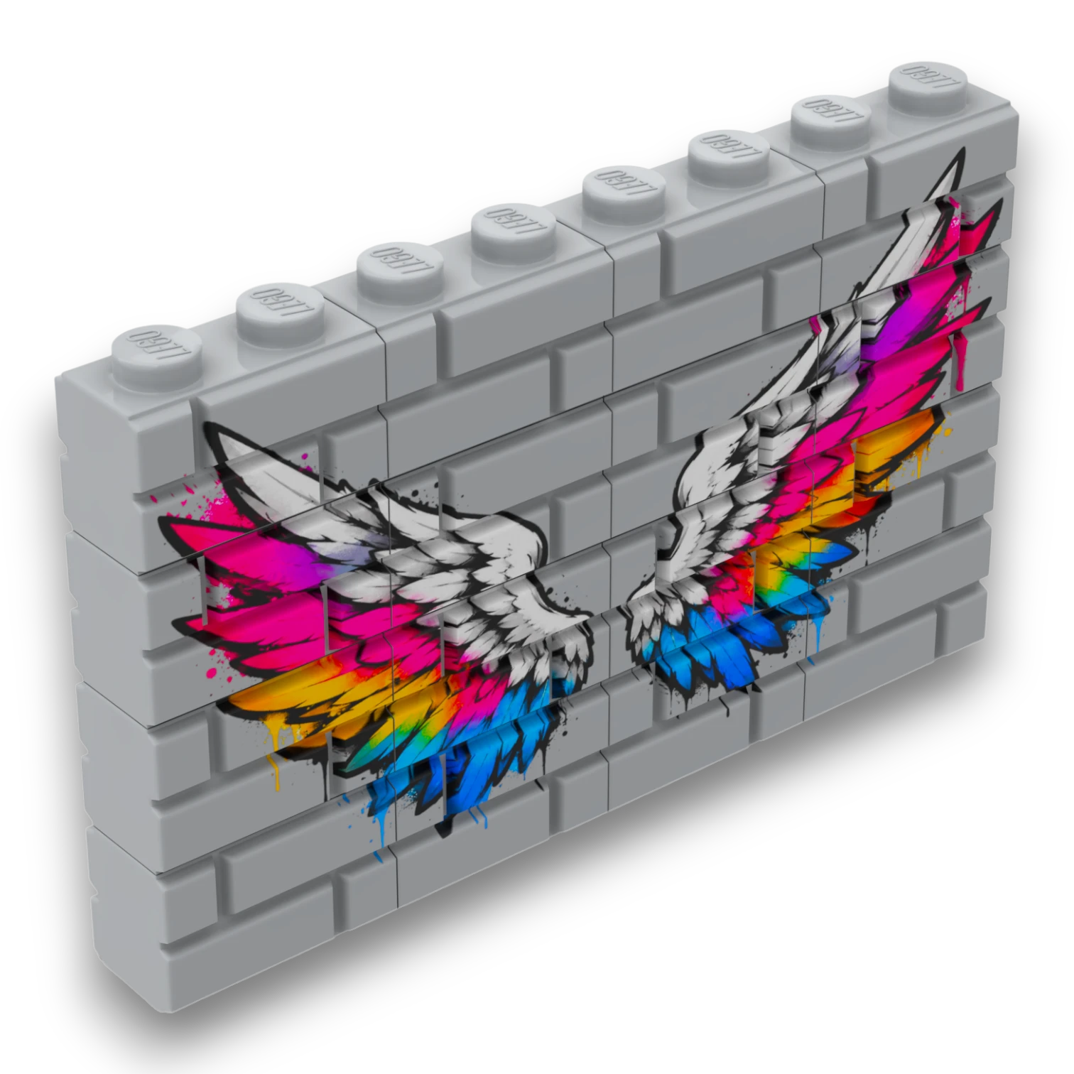 Bedrucktes LEGO® Mauer-Set - 'Engelsflügel' Graffiti