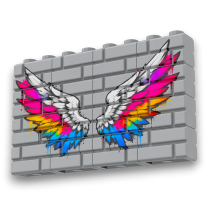 Bedrucktes LEGO® Mauer-Set - 'Engelsflügel' Graffiti
