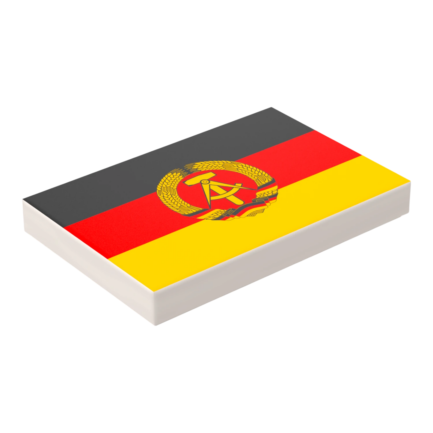 Bedruckte LEGO® Fliese 2x3 - DDR Flagge